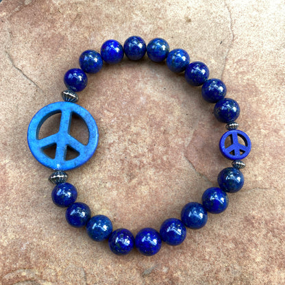 Gemstone Peace sign bracelets with Sterling Silver accents
