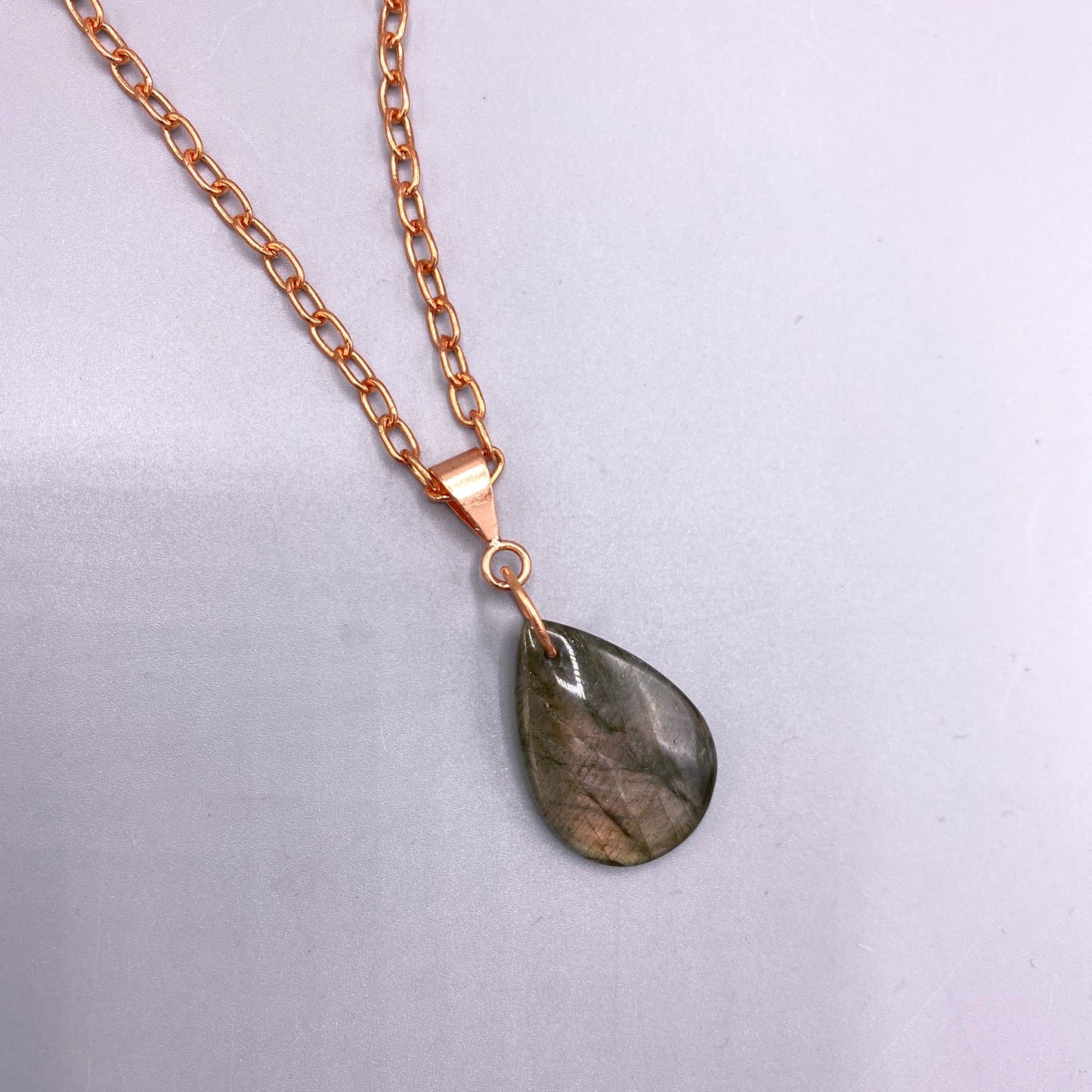Labradorite gemstone and Copper chain necklace