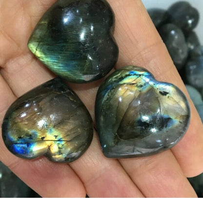 Labradorite Puffy Hearts