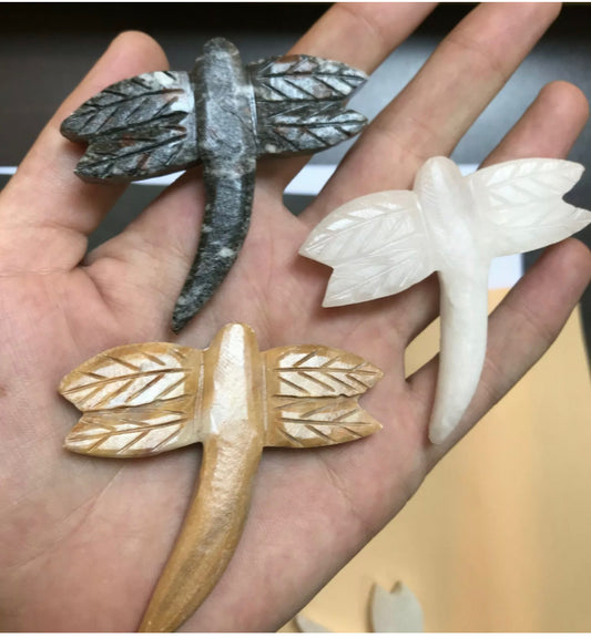 Gemstone Carved Dragon Flies