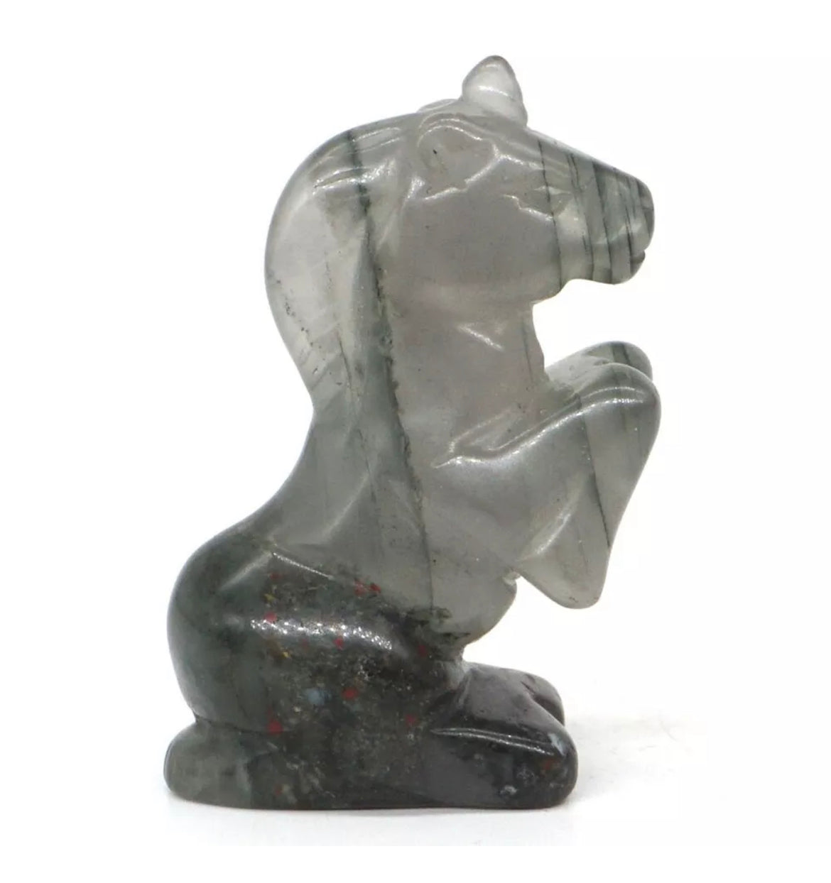 Natural African Bloodstone gemstone carved Unicorn Figurine