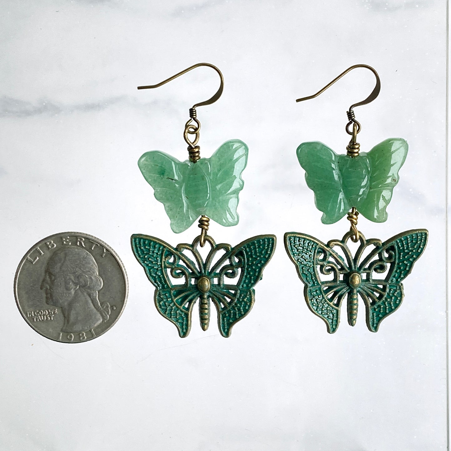 Green Aventurine gemstone Butterfly Earrings