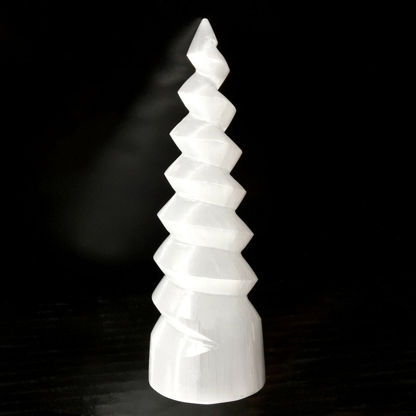 Selenite Crystal Tower Smooth Polished Spiral Skyscraper