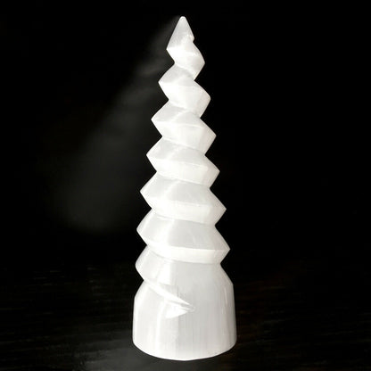 Selenite Crystal Tower Smooth Polished Spiral Skyscraper